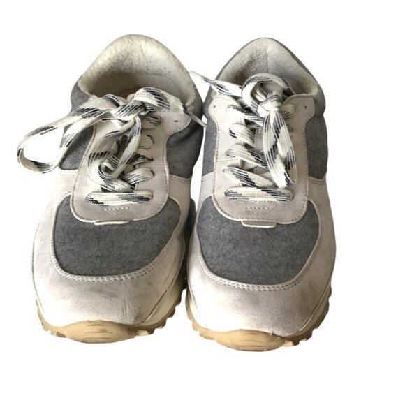 Vintage Gray & White Lace-Up Sneakers Size 9 Unisex - Picture 3 of 8